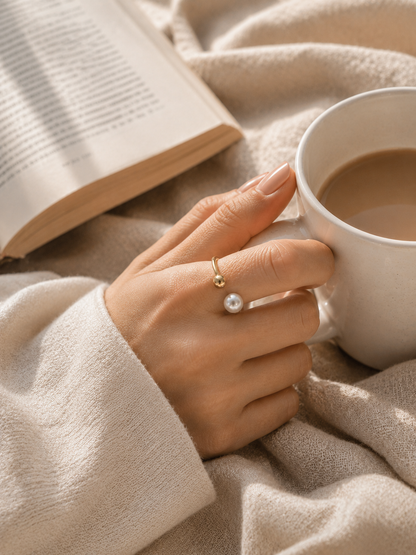 Florence Ring: Gold & Pearl Statement Ring