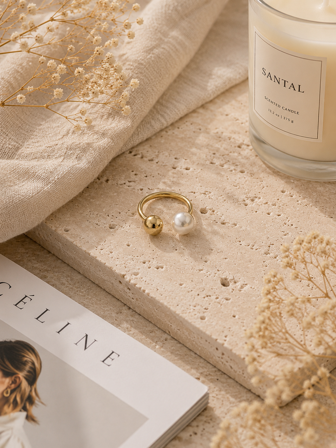 Florence Ring: Gold & Pearl Statement Ring