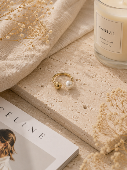 Florence Ring: Gold & Pearl Statement Ring