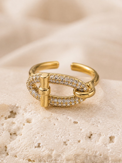 Camellia Ring: Gold Pavé Statement Ring