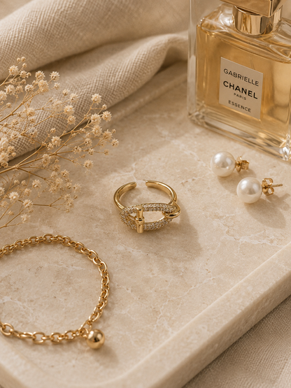Camellia Ring: Gold Pavé Statement Ring