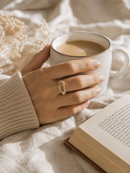 Camellia Ring: Gold Pavé Statement Ring