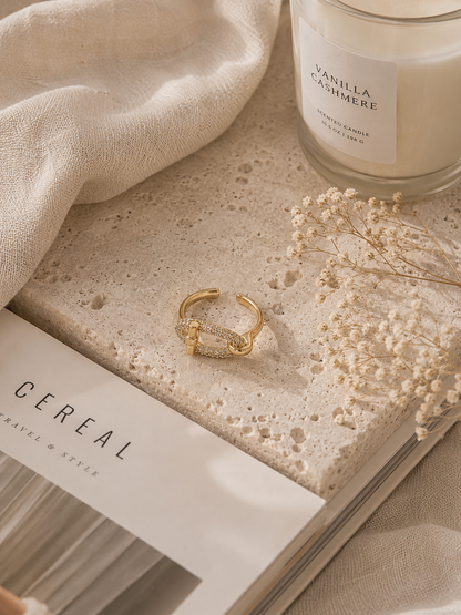 Camellia Ring: Gold Pavé Statement Ring