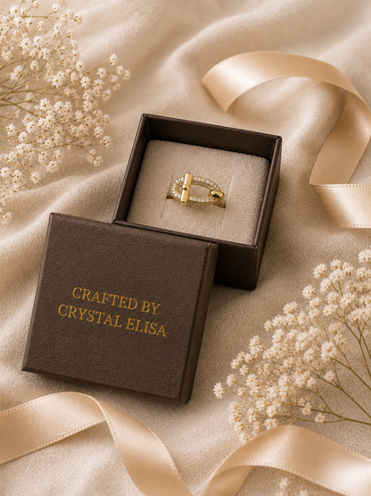 Camellia Ring: Gold Pavé Statement Ring