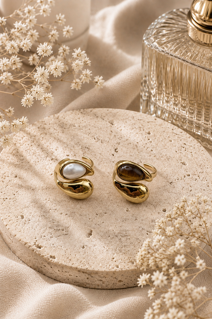 Pearl Whisper Ring: Brown & White