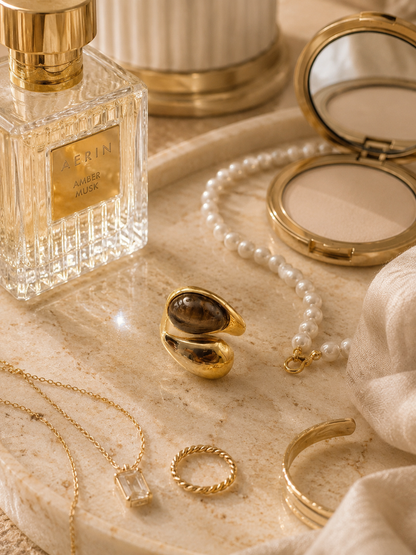 Pearl Whisper Ring: Brown & White