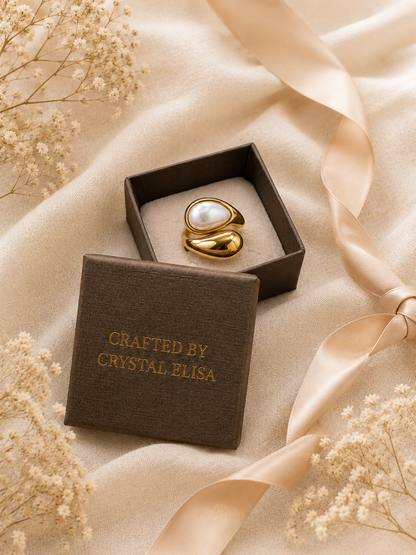 Pearl Whisper Ring: Brown & White