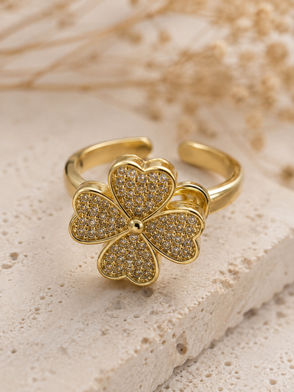 Clover Spin Adjustable Ring: Gold