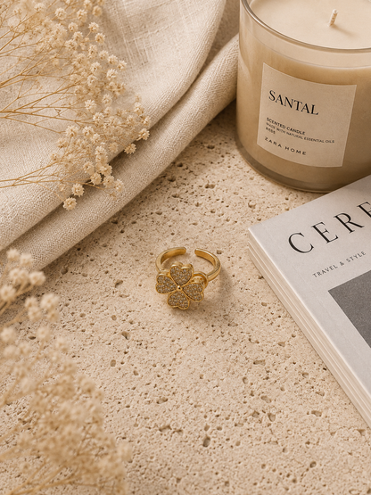 Clover Spin Adjustable Ring: Gold