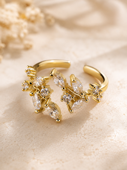 Eden Grace Adjustable Ring, Gold Leaf Vine Band