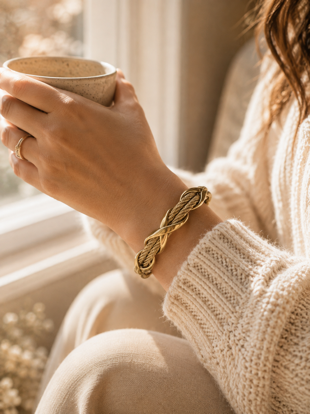 Milan Twist Bangle, Gold Intertwined Statement Bracelet