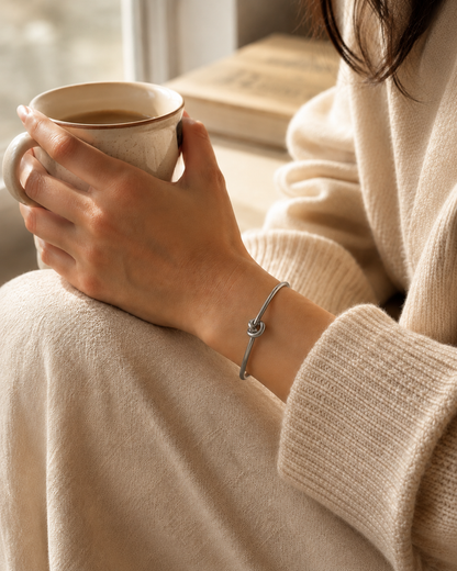 Eterna Knot Bangle, Gold & Silver Knot Bracelet