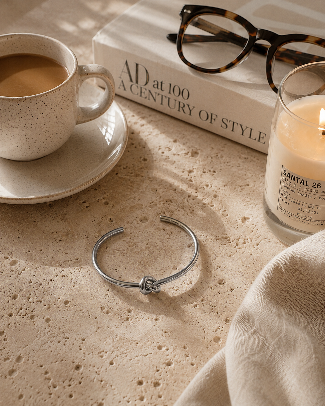 Eterna Knot Bangle, Gold & Silver Knot Bracelet