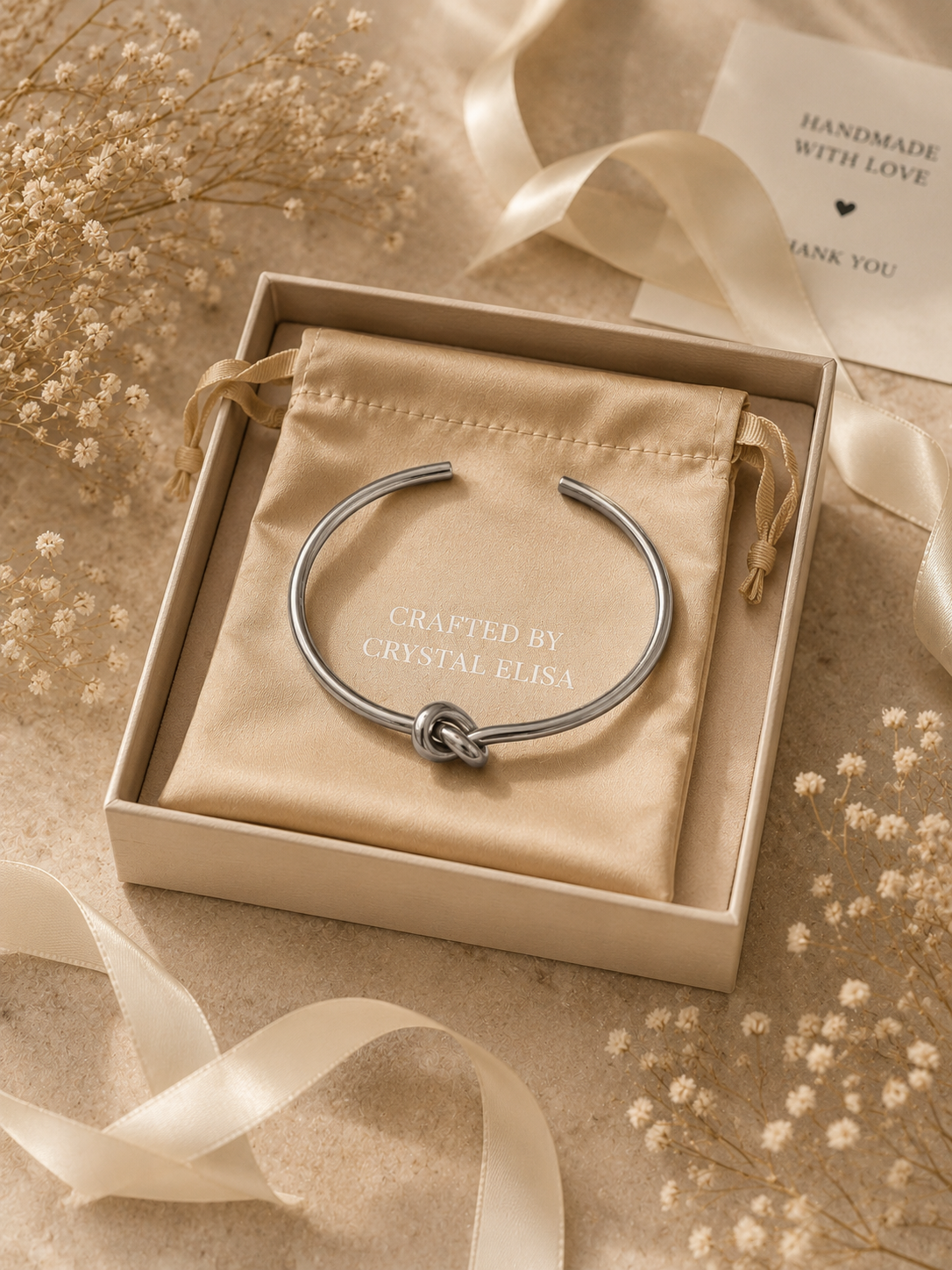 Eterna Knot Bangle, Gold & Silver Knot Bracelet