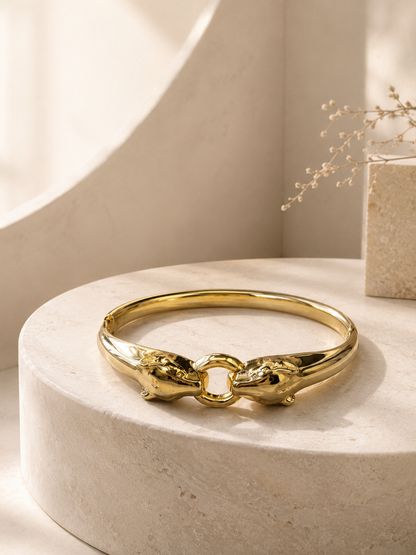 Sahara Bangle, Gold Leopard Statement Bracelet