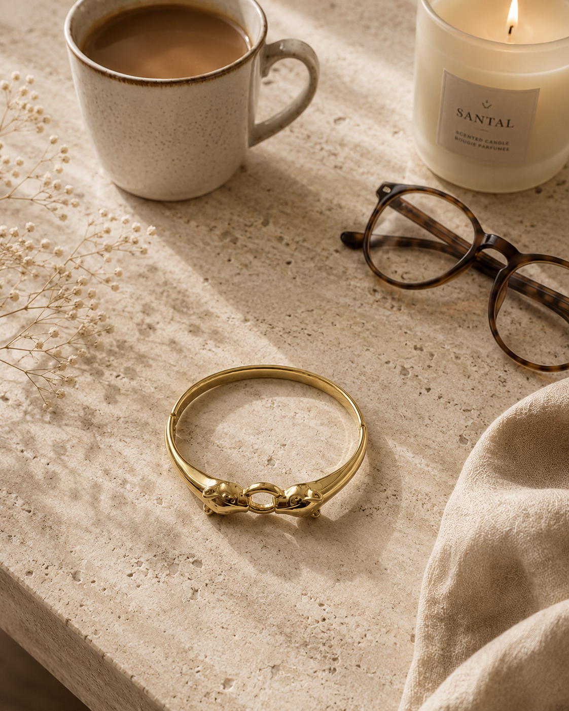 Sahara Bangle, Gold Leopard Statement Bracelet