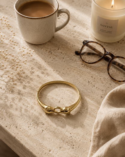 Sahara Bangle, Gold Leopard Statement Bracelet