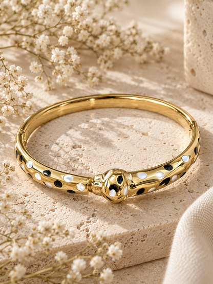 Untamed Bangle, Gold Leopard Print Statement Bracelet