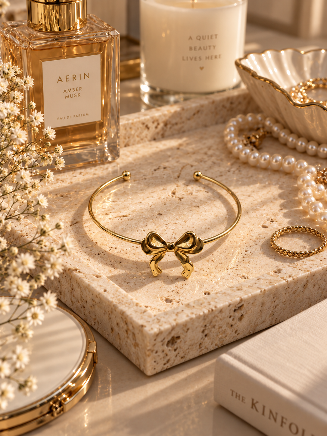 Chérie Bow Bangle, Gold & Silver Bow Bracelet