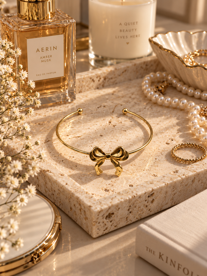 Chérie Bow Bangle, Gold & Silver Bow Bracelet