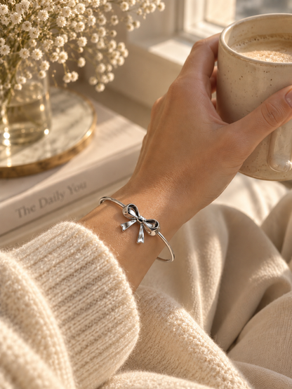 Chérie Bow Bangle, Gold & Silver Bow Bracelet