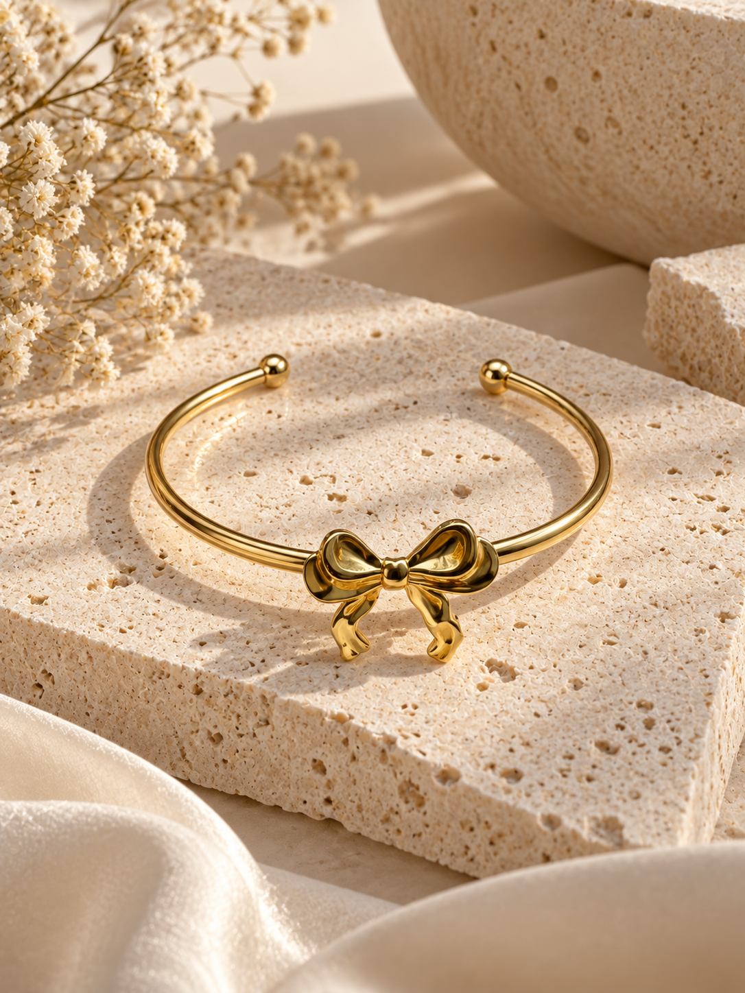 Chérie Bow Bangle, Gold & Silver Bow Bracelet