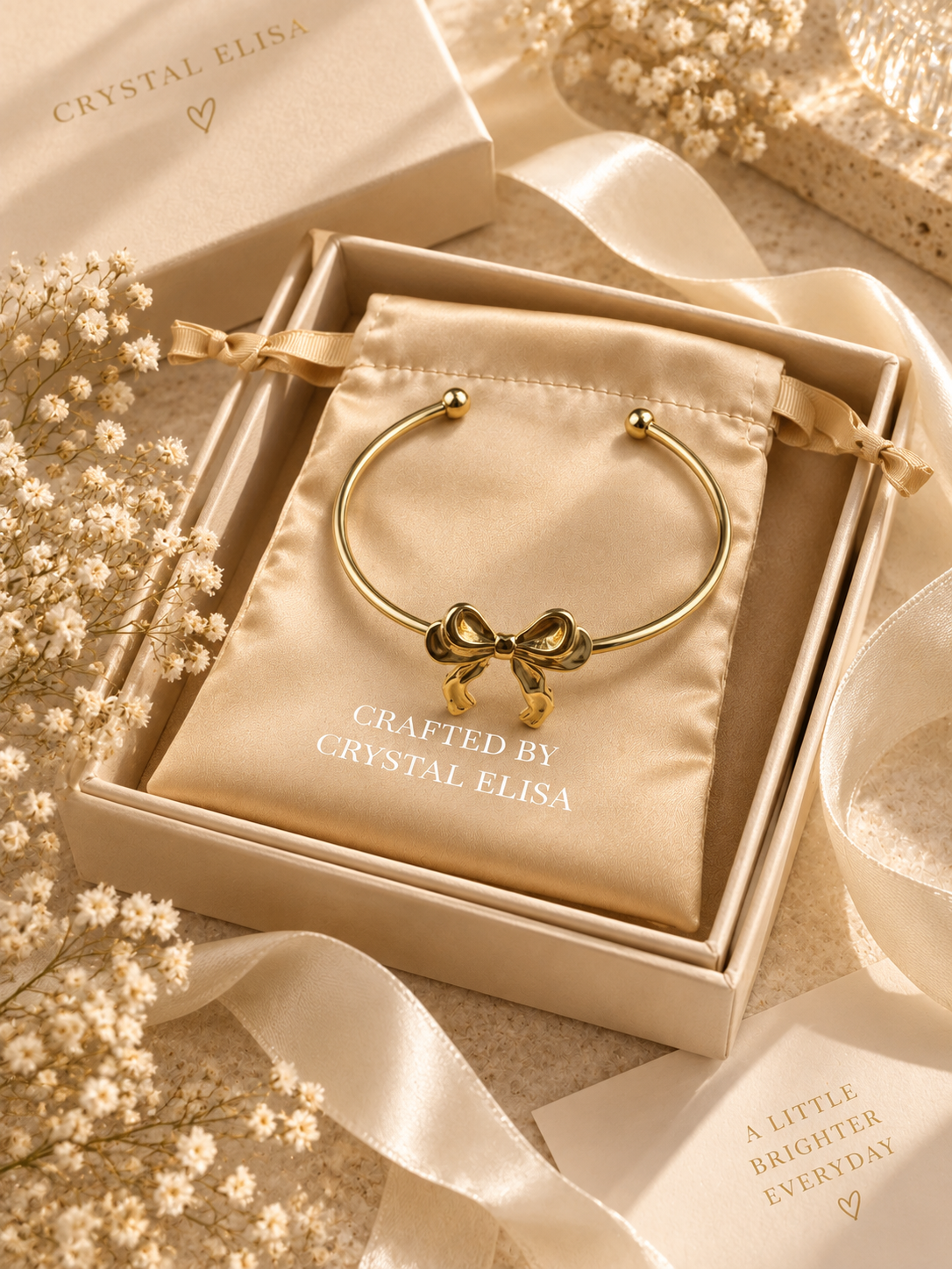 Chérie Bow Bangle, Gold & Silver Bow Bracelet