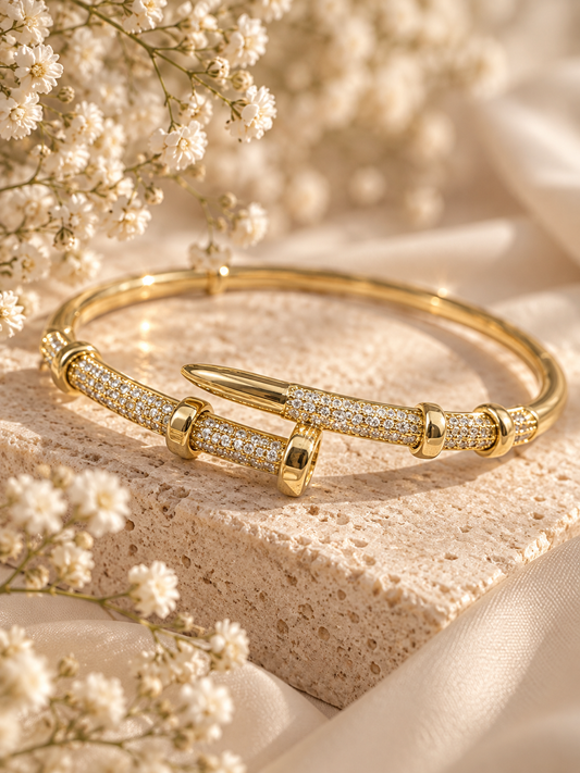 Savoy Bangle, Gold Crystal Buckle Bracelet