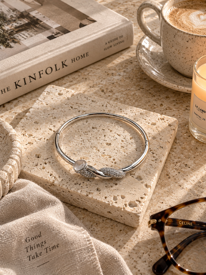 Mia Bangle, Gold & Silver Crystal Knot Bracelet