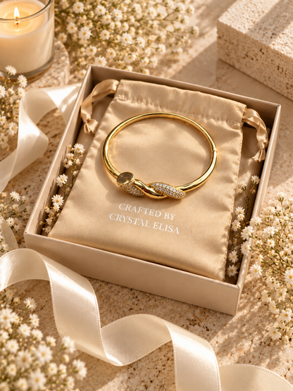 Mia Bangle, Gold & Silver Crystal Knot Bracelet
