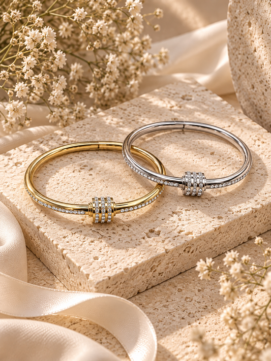 Windsor Bangle, Gold & Silver Crystal Bracelet