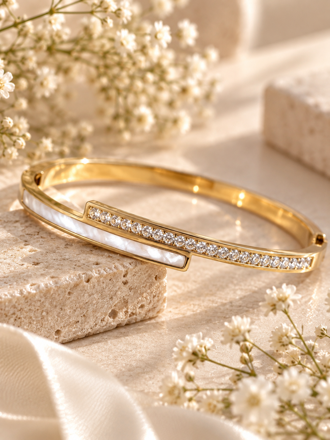 Monaco Bangle, Gold Crystal Crossover Bracelet