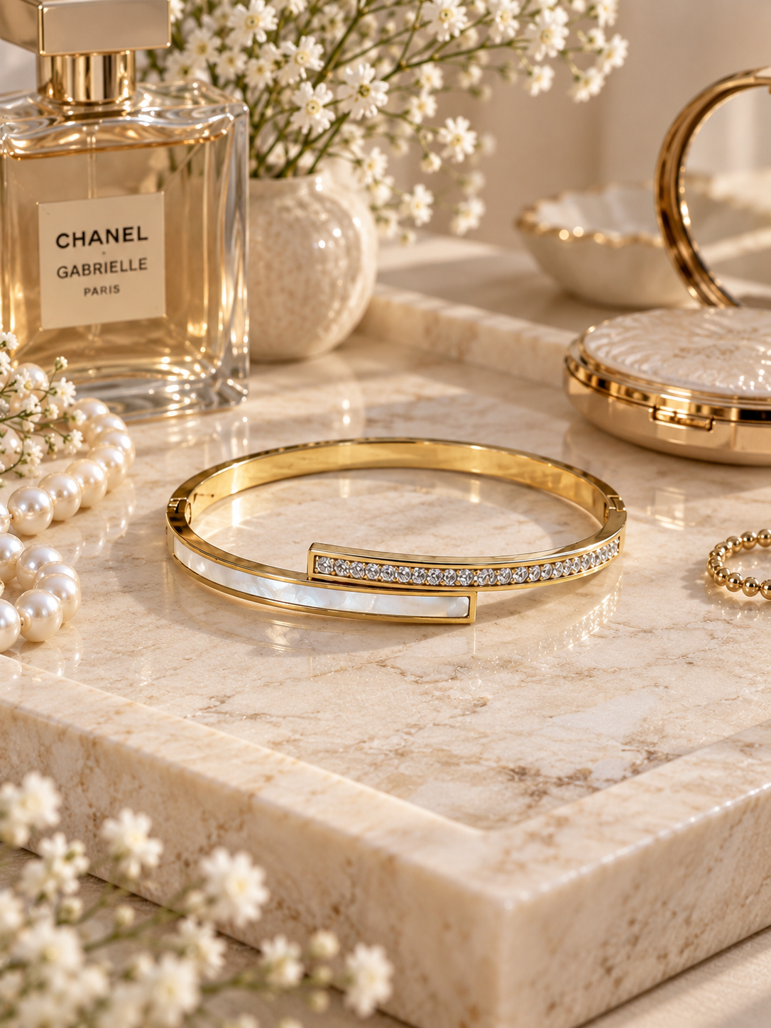 Monaco Bangle, Gold Crystal Crossover Bracelet