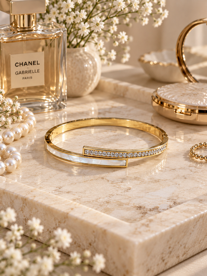 Monaco Bangle, Gold Crystal Crossover Bracelet