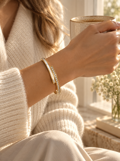 Monaco Bangle, Gold Crystal Crossover Bracelet