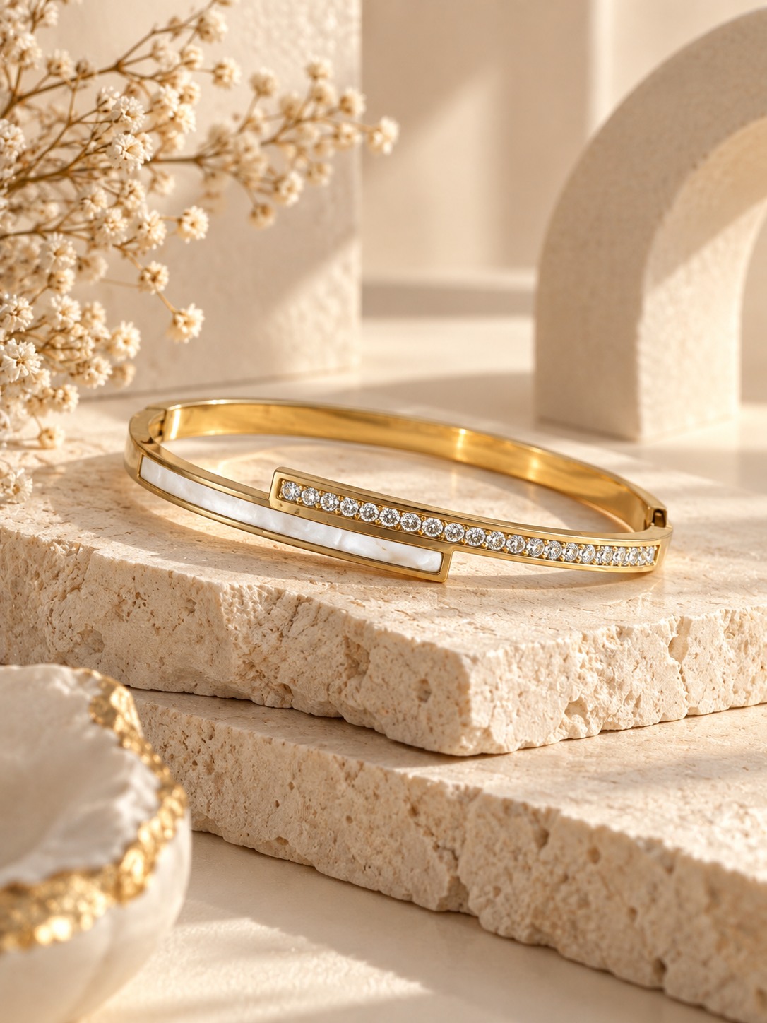 Monaco Bangle, Gold Crystal Crossover Bracelet
