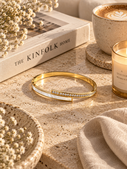Monaco Bangle, Gold Crystal Crossover Bracelet