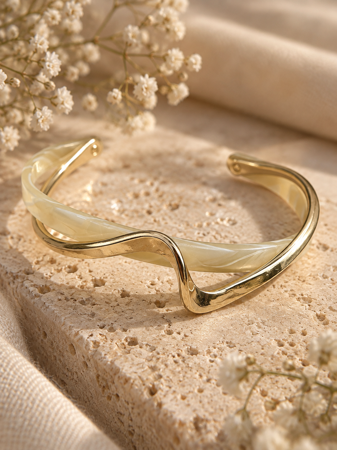 Solstice Bangle: Gold & Ivory Crossover Bangle