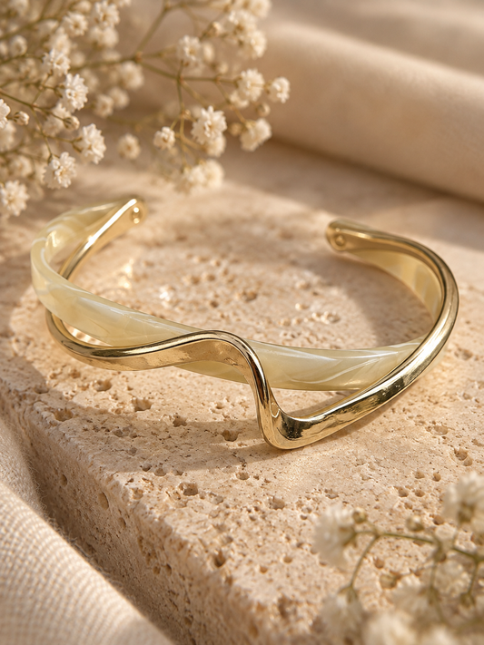 Solstice Bangle: Gold & Ivory Crossover Bangle