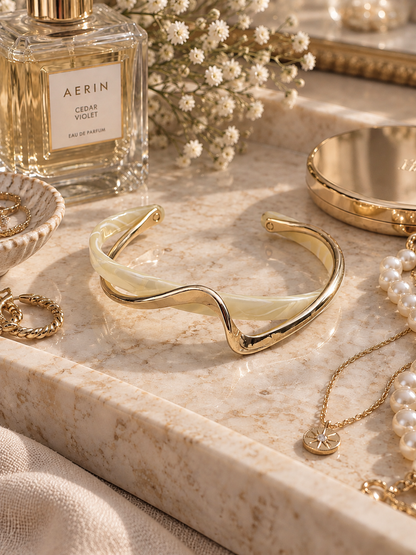 Solstice Bangle: Gold & Ivory Crossover Bangle