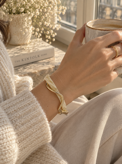 Solstice Bangle: Gold & Ivory Crossover Bangle
