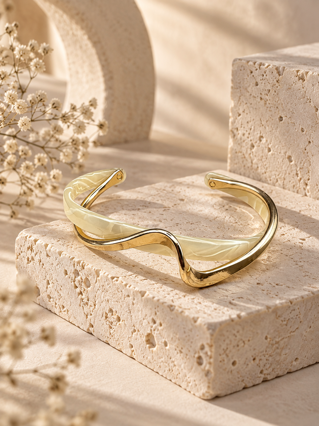 Solstice Bangle: Gold & Ivory Crossover Bangle