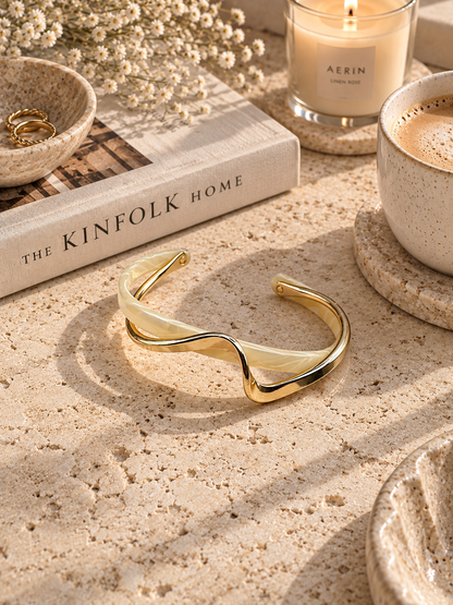 Solstice Bangle: Gold & Ivory Crossover Bangle