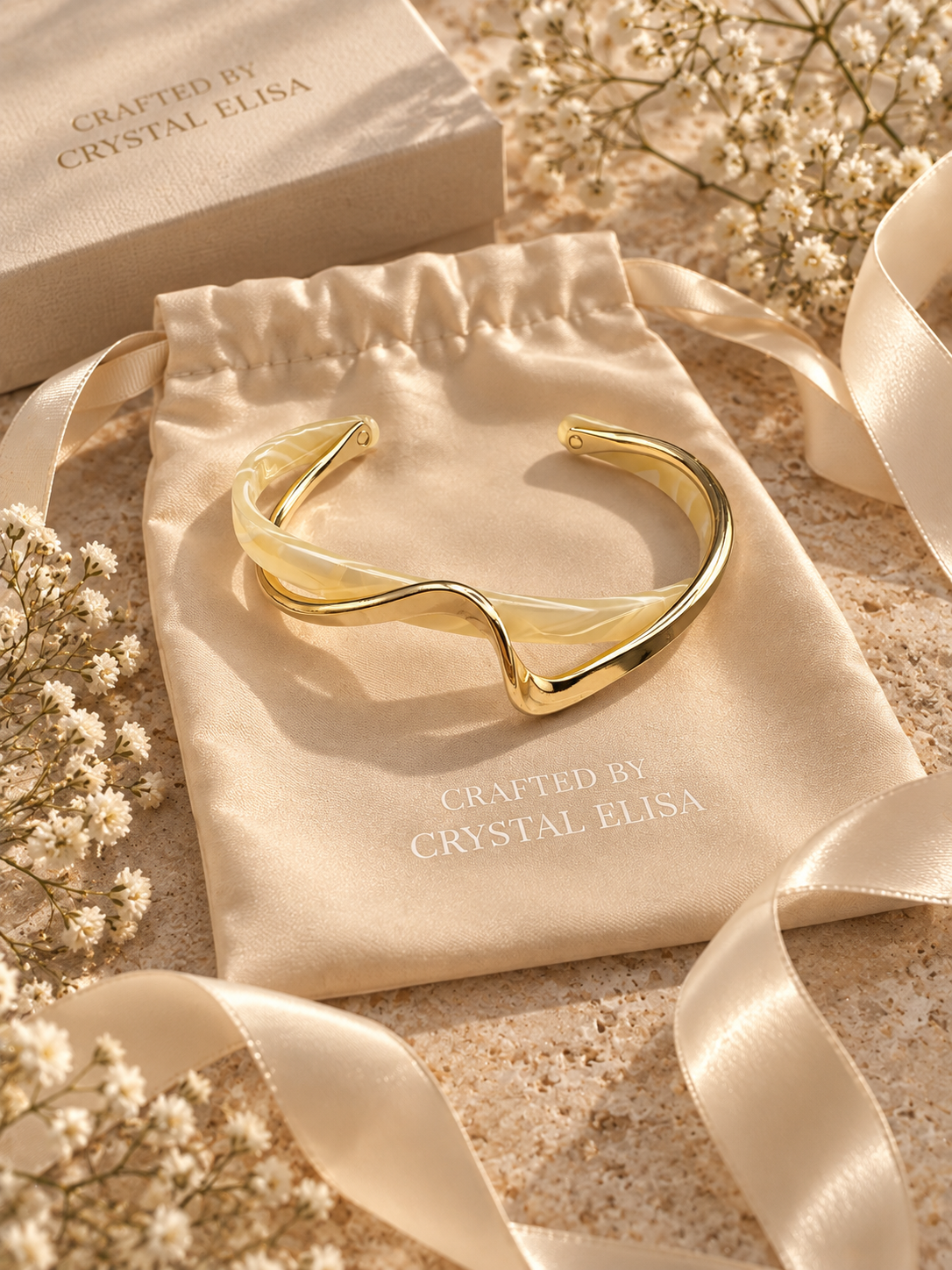 Solstice Bangle: Gold & Ivory Crossover Bangle