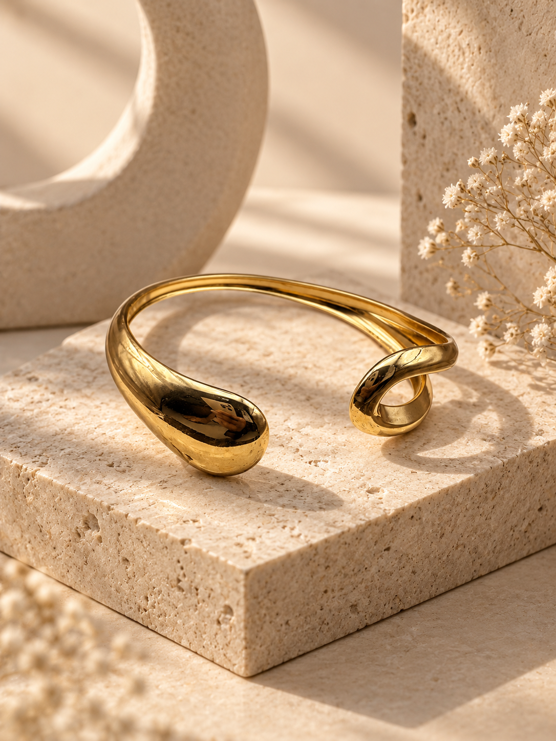 Juniper Bangle, Gold Abstract Cuff Bracelet