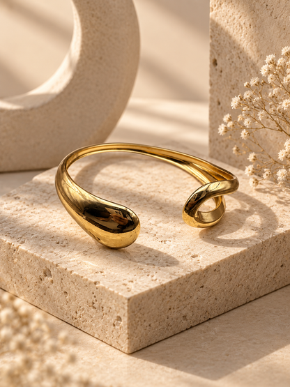 Juniper Bangle, Gold Abstract Cuff Bracelet