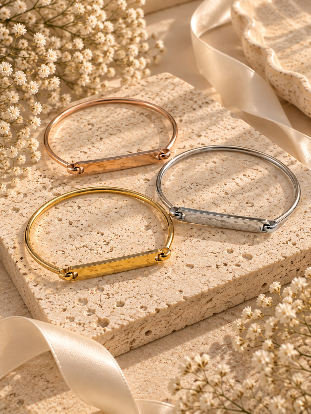 Laurel Bangle: Personalized Gold, Silver & Rose Gold Bar Bracelet