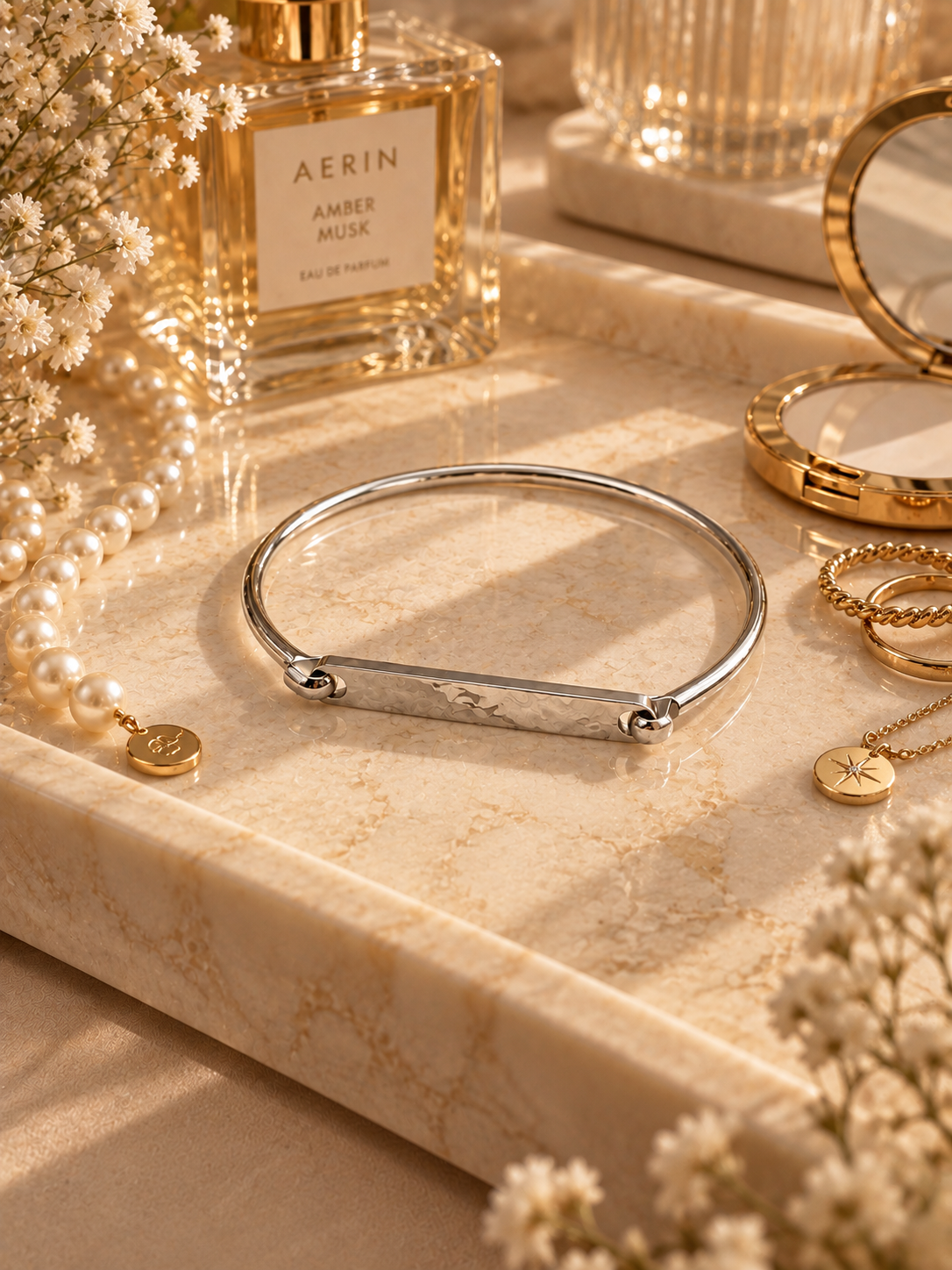 Laurel Bangle: Personalized Gold, Silver & Rose Gold Bar Bracelet