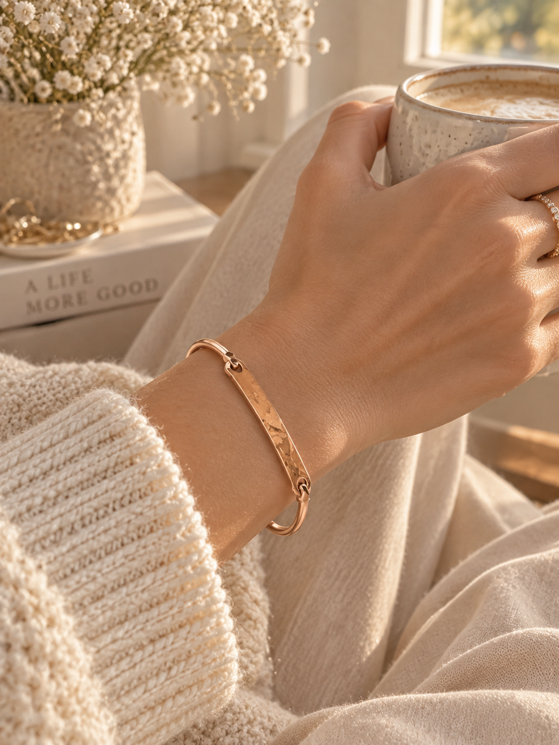 Laurel Bangle: Personalized Gold, Silver & Rose Gold Bar Bracelet