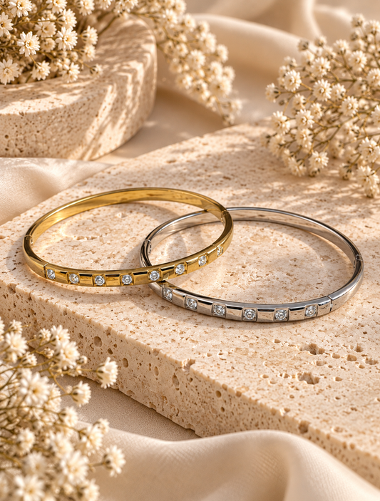 Kensington Bangle: Gold & Silver Crystal Bangle